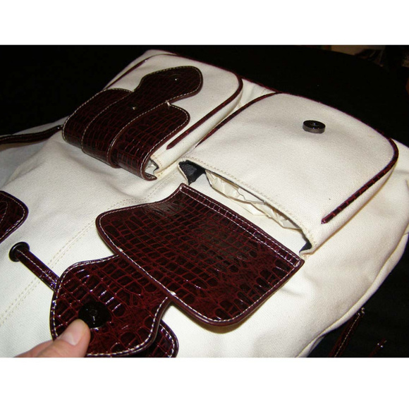 🍷New Earth Axxessories canvas & faux leather bag Summer tote - Picture 3 of 8